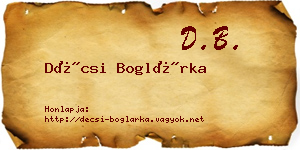 Décsi Boglárka névjegykártya