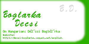 boglarka decsi business card